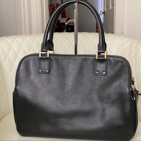 Tory Burch Thea Triple Zip Black Satchel Bag Purse Handbag - Picture 2 of 12